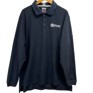 Adidas ClimaLite Stretch Long Sleeve Black Bristol Motor Speedway Polo Mens L